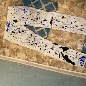 Multicolored Painted white jeans